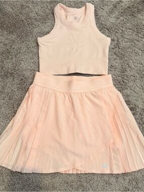 Alo Peach Tennis Skirt & Crop Tank Set
